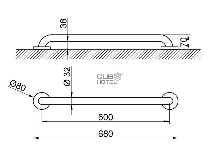 Stainless Steel Support Bar 60cm Black